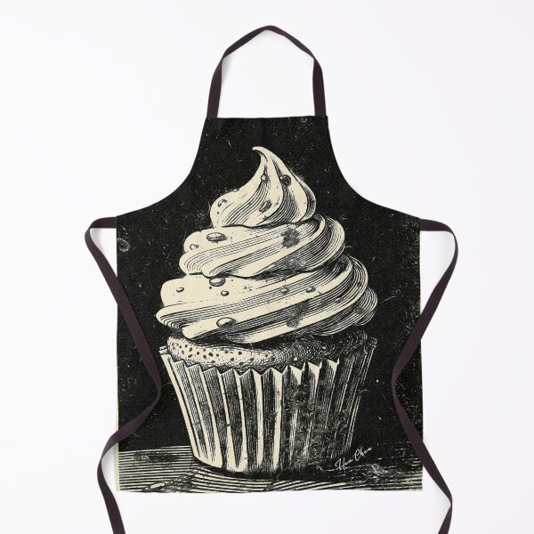 Item preview, Vintage Linocut Cupcake Dark Gothic Dessert Illustration designed and sold by Hen-C-Art.