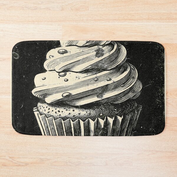 Item preview, Vintage Linocut Cupcake Dark Gothic Dessert Illustration designed and sold by Hen-C-Art.