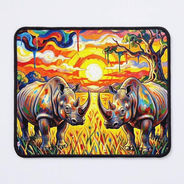 Item preview, Rhinos at sunset designed and sold by George Hutton Hunter.