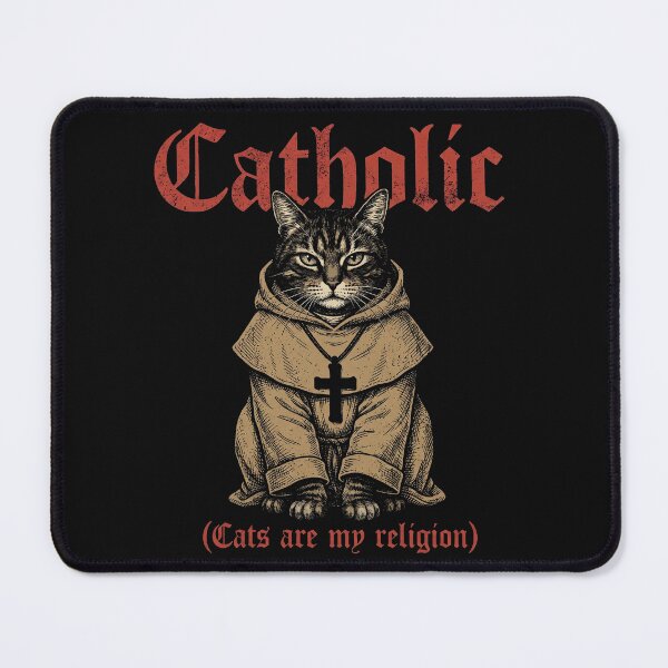 Item preview, Catholic Cats Are My Religion Funny Monk Feline Vintage Engraving designed and sold by AdyKurniawan.