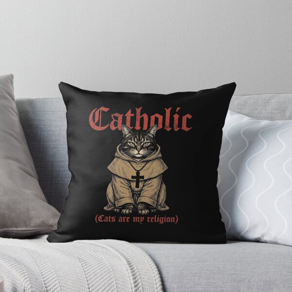 Item preview, Catholic Cats Are My Religion Funny Monk Feline Vintage Engraving designed and sold by AdyKurniawan.