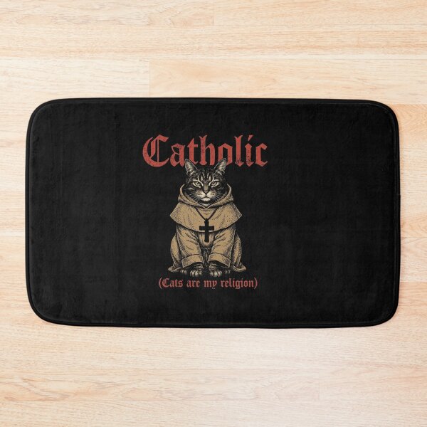 Item preview, Catholic Cats Are My Religion Funny Monk Feline Vintage Engraving designed and sold by AdyKurniawan.