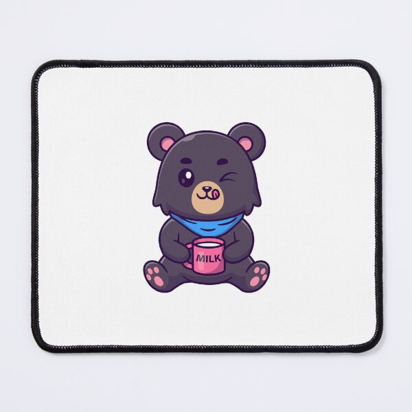 Item preview, Cute Winking Black Bear with Milk Mug designed and sold by rarebutnocar.