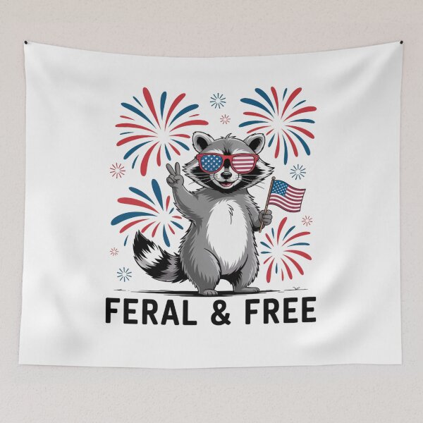 Item preview, Feral & Free Patriotic Racoon Feral and Free 4th July designed and sold by sailorjessiArt.