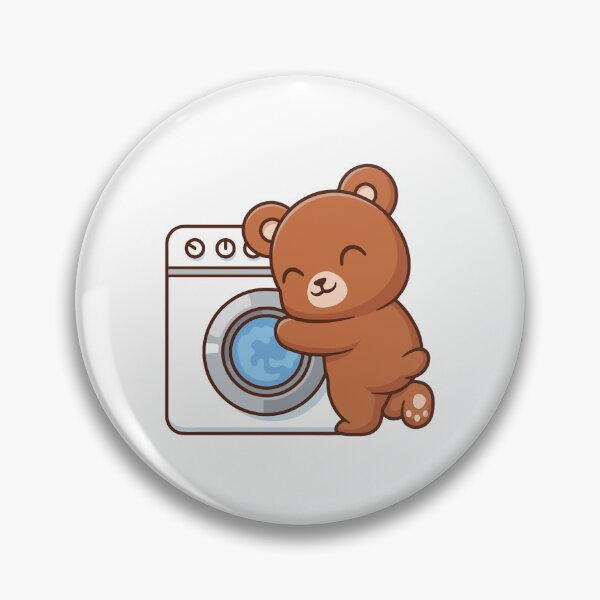 Item preview, Cute Bear Hugging Washing Machine Cartoon designed and sold by rarebutnocar.