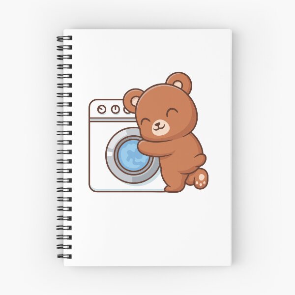 Item preview, Cute Bear Hugging Washing Machine Cartoon designed and sold by rarebutnocar.