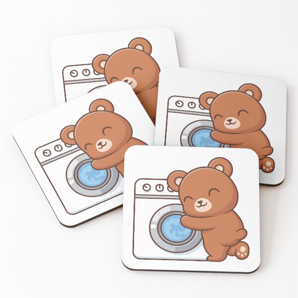 Item preview, Cute Bear Hugging Washing Machine Cartoon designed and sold by rarebutnocar.