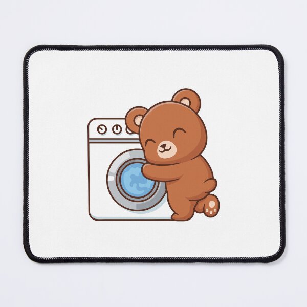 Item preview, Cute Bear Hugging Washing Machine Cartoon designed and sold by rarebutnocar.