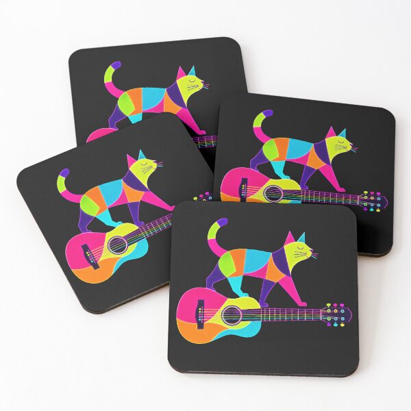 Item preview, Neon Cat & Guitar designed and sold by ziblod.