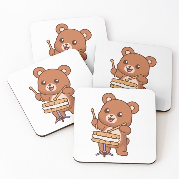 Item preview, Cute Bear Playing Biscuit Sandwich Drum designed and sold by rarebutnocar.