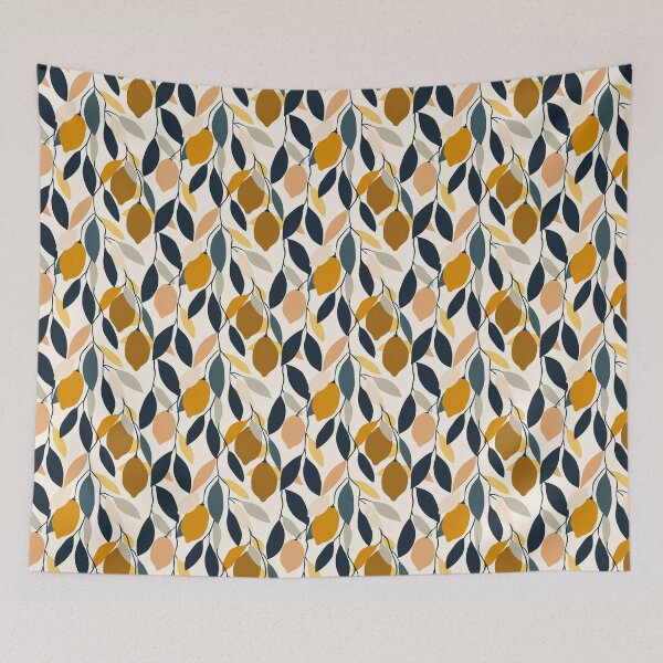 Item preview, Abstract Citrus Grove — Earth Tone Print in Teal and Ocher designed and sold by BestVarieties.