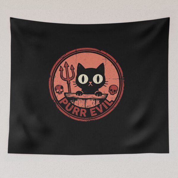 Item preview, Purr Evil Cute Spooky Black Cat Retro Devil designed and sold by AdyKurniawan.