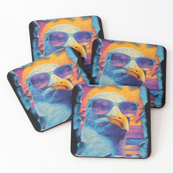 Item preview, Seagull with Sunglasses Sunset Beach Tropical Animal Summer designed and sold by Littermin.