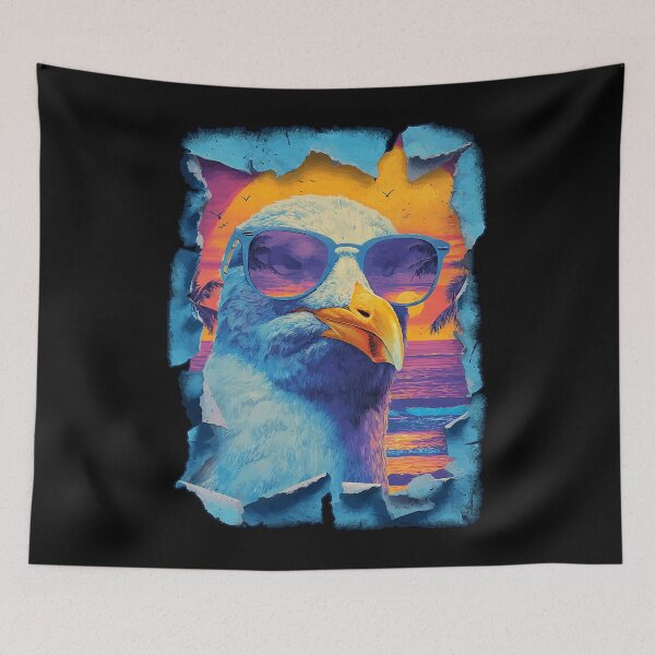Item preview, Seagull with Sunglasses Sunset Beach Tropical Animal Summer designed and sold by Littermin.