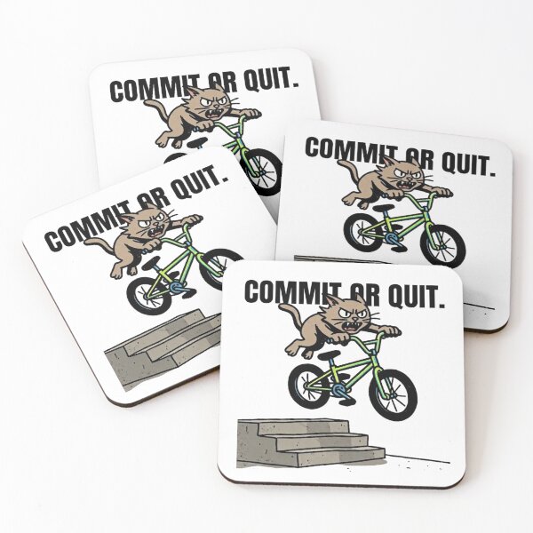 Item preview, Commit Or Quit Funny Cat BMX Bike Riding T-Shirt designed and sold by The Bold Line Studio.