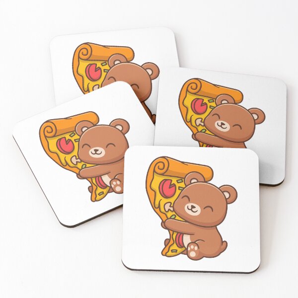 Item preview, Cute Bear Hugging Huge Pizza Slice Cartoon designed and sold by rarebutnocar.