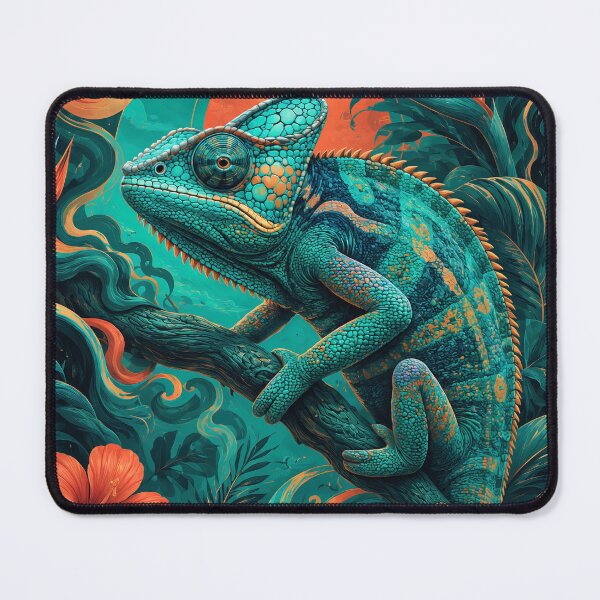 Item preview, Mystic Tropical Chameleon Art Print, Psychedelic Jungle Wildlife Illustration designed and sold by ms_illustration.