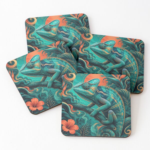Item preview, Mystic Tropical Chameleon Art Print, Psychedelic Jungle Wildlife Illustration designed and sold by ms_illustration.