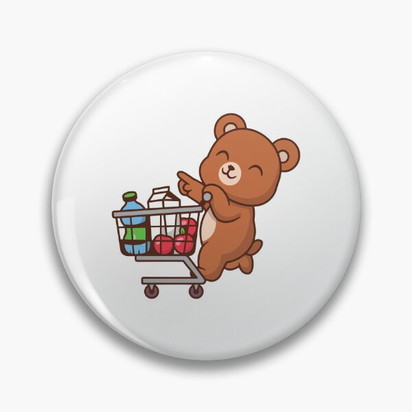 Item preview, Cute Bear Shopping with Grocery Cart Cartoon designed and sold by rarebutnocar.