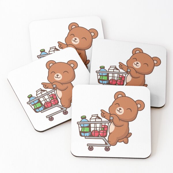 Item preview, Cute Bear Shopping with Grocery Cart Cartoon designed and sold by rarebutnocar.