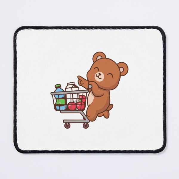 Item preview, Cute Bear Shopping with Grocery Cart Cartoon designed and sold by rarebutnocar.