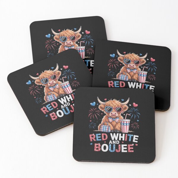 Item preview, Cute Red White And Boujee Highland Cow 4th Of July Patriotic designed and sold by sailorjessiArt.