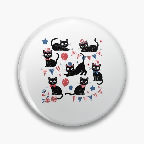 Item preview, Cute Black Cat USA Flag Firework Patriotic 4th of July designed and sold by sailorjessiArt.