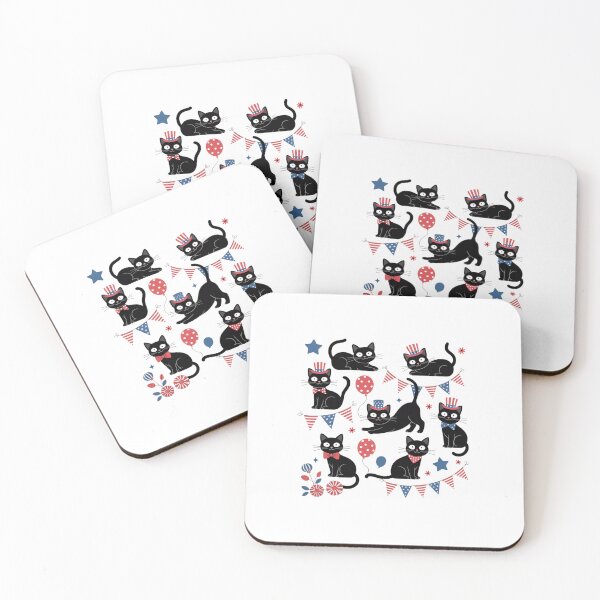 Item preview, Cute Black Cat USA Flag Firework Patriotic 4th of July designed and sold by sailorjessiArt.