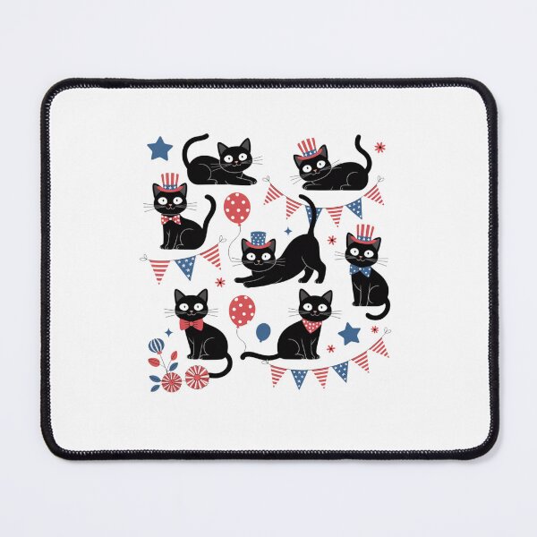 Item preview, Cute Black Cat USA Flag Firework Patriotic 4th of July designed and sold by sailorjessiArt.