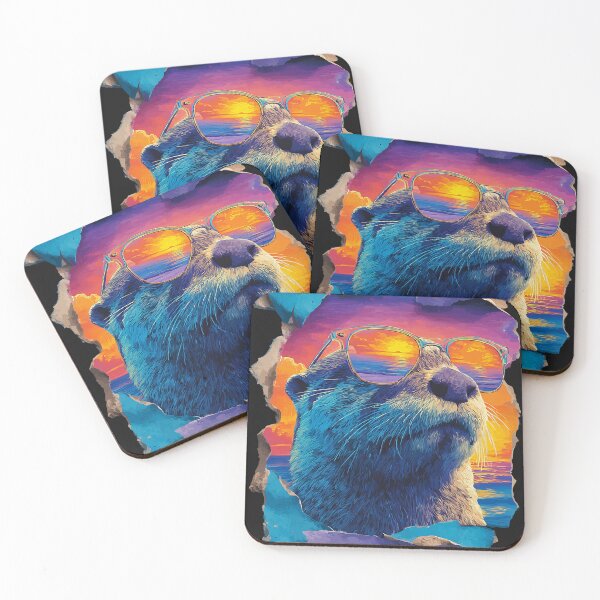 Item preview, Otter with Sunglasses Sunset Beach Tropical Animal Summer designed and sold by Littermin.