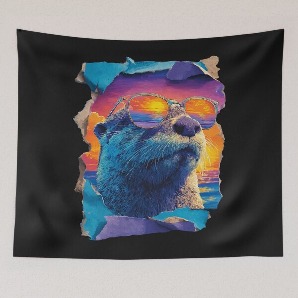 Item preview, Otter with Sunglasses Sunset Beach Tropical Animal Summer designed and sold by Littermin.