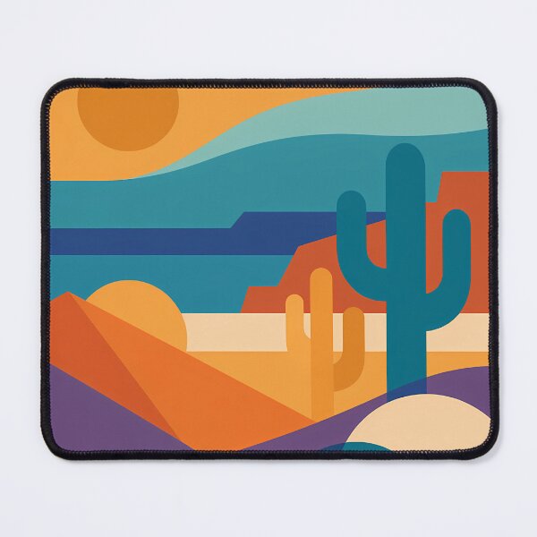Item preview, Geometric Desert Cactus Landscape in Earth Tones designed and sold by InkSmithery.