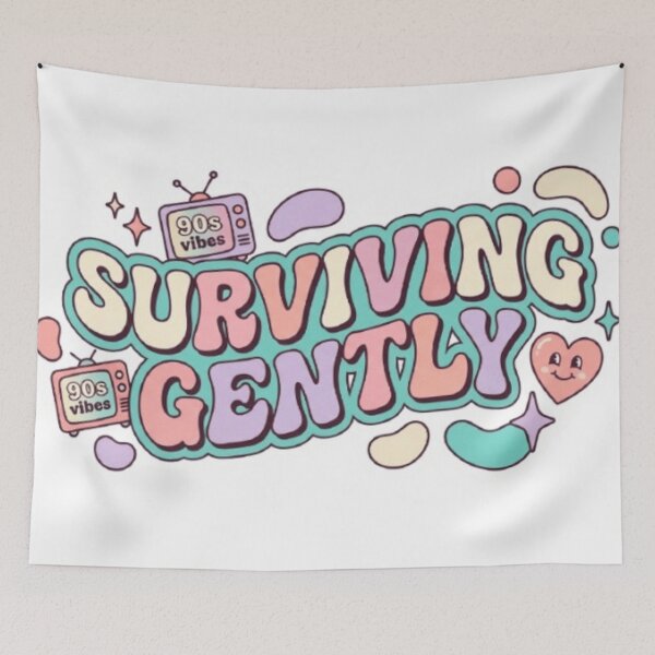 Item preview, Surviving Gently Retro 90s Aesthetic Sticker designed and sold by The Creative Canva.
