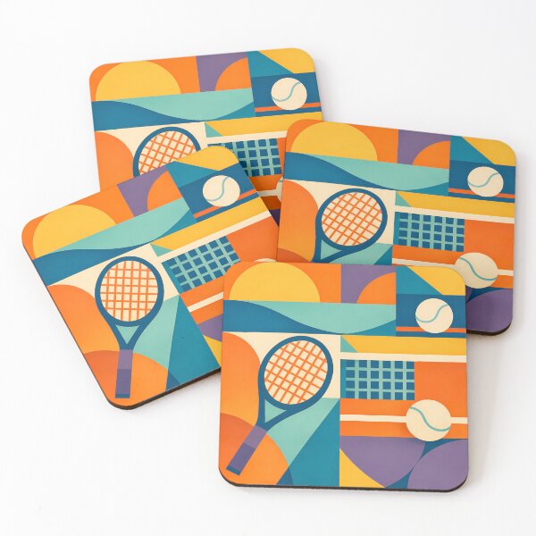 Item preview, Retro Tennis Racket and Court Lines Collage designed and sold by InkSmithery.