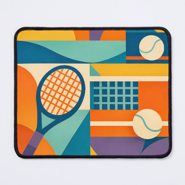 Item preview, Retro Tennis Racket and Court Lines Collage designed and sold by InkSmithery.