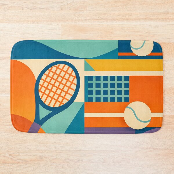 Item preview, Retro Tennis Racket and Court Lines Collage designed and sold by InkSmithery.