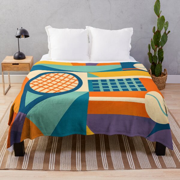 Item preview, Retro Tennis Racket and Court Lines Collage designed and sold by InkSmithery.