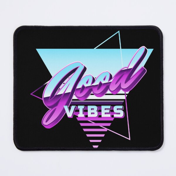 Item preview, Good Vibes 80s Synthwave Neon Triangle Chrome Typography Retro Positive Art designed and sold by DERA RAY.