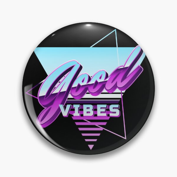 Item preview, Good Vibes 80s Synthwave Neon Triangle Chrome Typography Retro Positive Art designed and sold by DERA RAY.