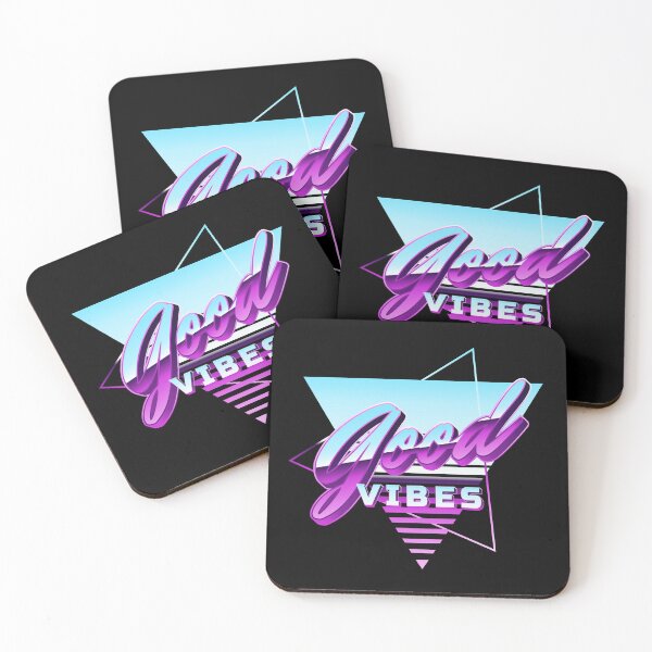 Item preview, Good Vibes 80s Synthwave Neon Triangle Chrome Typography Retro Positive Art designed and sold by DERA RAY.
