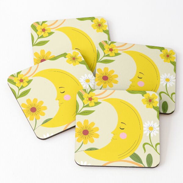 Item preview, Whimsical Dreaming Moon & Cottagecore Flowers designed and sold by AllaMashycheva.
