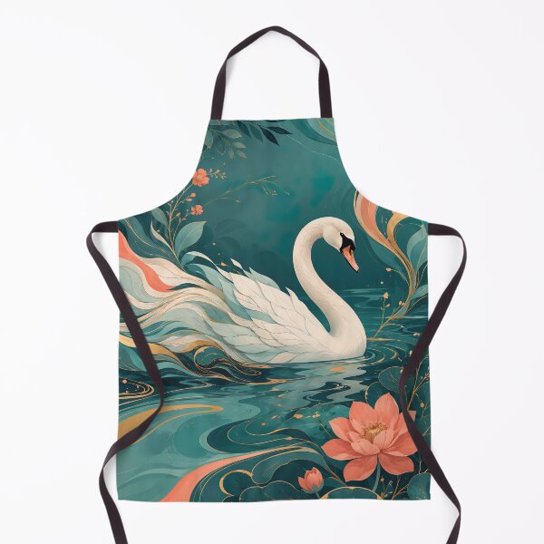 Item preview, Elegant Swan in Tropical Lagoon, Dreamy Botanical Fantasy Art designed and sold by ms_illustration.