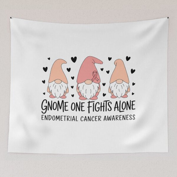 Item preview, GNOME ONE FIGHTS ALONE Endometrial Cancer Awareness Bundle Peach Ribbon designed and sold by sailorjessiArt.
