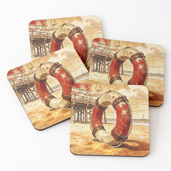 Item preview, Vintage Retro Beach Lifebuoy Nostalgic Coastal Illustration designed and sold by Hen-C-Art.