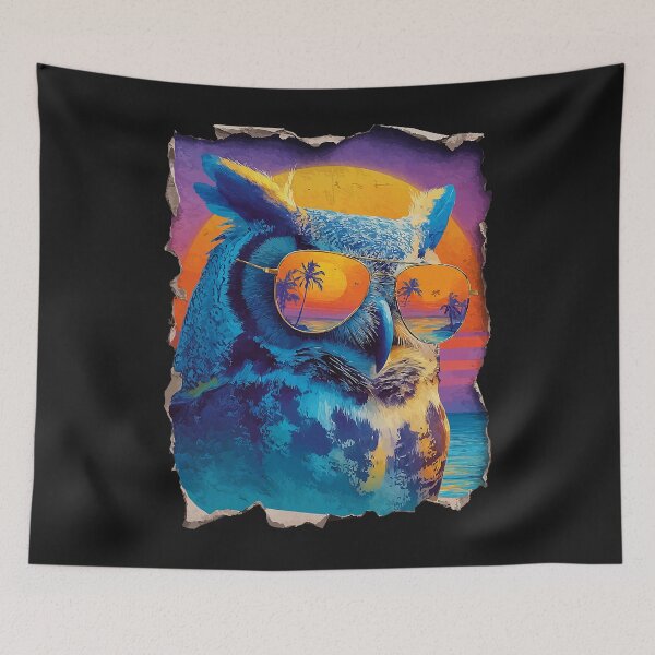 Item preview, Cute Owl with Sunglasses Sunset Beach Tropical Animal Summer designed and sold by Littermin.