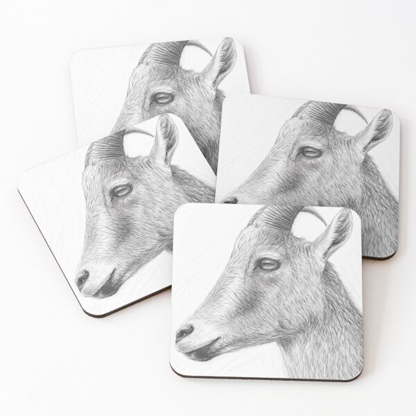 Item preview, Wild Goat Pencil Sketch Art Print | Black and White Wildlife Drawing | Realistic Mountain Goat Portrait designed and sold by Leon Woods Pencil Art.