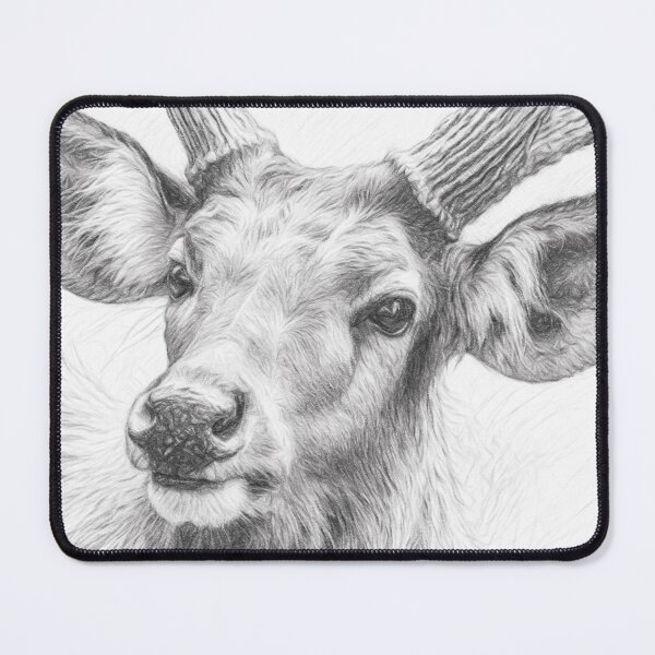 Item preview, Sambar Deer Pencil Sketch Art Print | Black and White Wildlife Portrait | Realistic Deer Drawing designed and sold by Leon Woods Pencil Art.