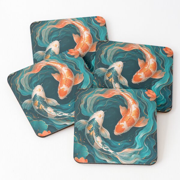 Item preview, Elegant Yin Yang Koi Fish, Luxury Tropical Pond Art designed and sold by ms_illustration.