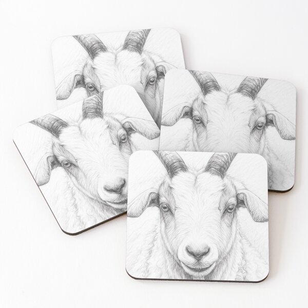 Item preview, Goat Pencil Sketch Art Print | Black and White Farm Animal Portrait | Realistic Goat Drawing designed and sold by Leon Woods Pencil Art.
