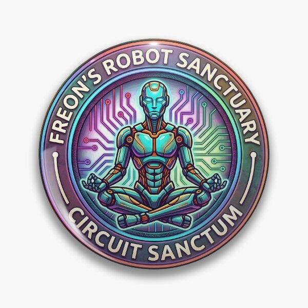 Item preview, Meditating Robot Circuit Sanctuary Cyberpunk Emblem designed and sold by octozap.